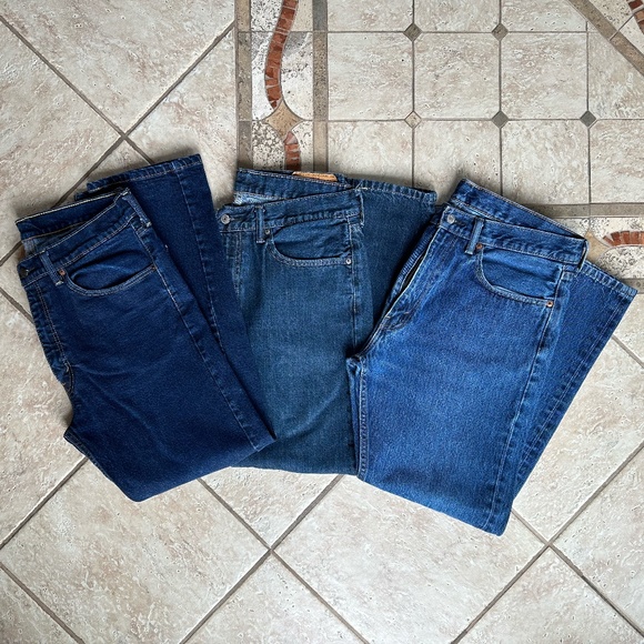 LEVI'S 505 MEN'S JEANS (3-PAIR SET):PRE-OWNED 36/30 - Picture 1 of 15